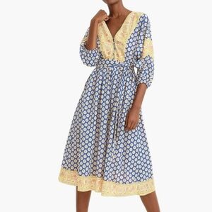 J. Crew V-neck Cover-up Dress Block Print Boho Peasant Breezy Lightweight XXS